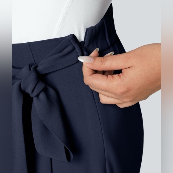 Halara High Waisted Tie Side Invisible Zipper Wide Leg Work Pants Small Tall - Picture 7 of 8